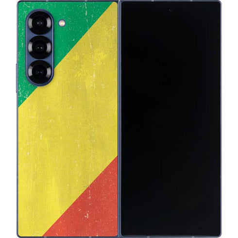 Republic of the Congo Flag Distressed Galaxy Z Fold6 Skin